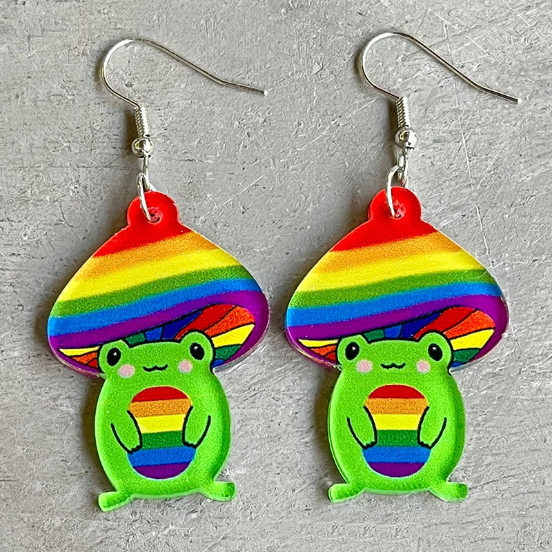 Wholesale 2 Pairs/Pack Rainbow Game Machine Acrylic Earrings